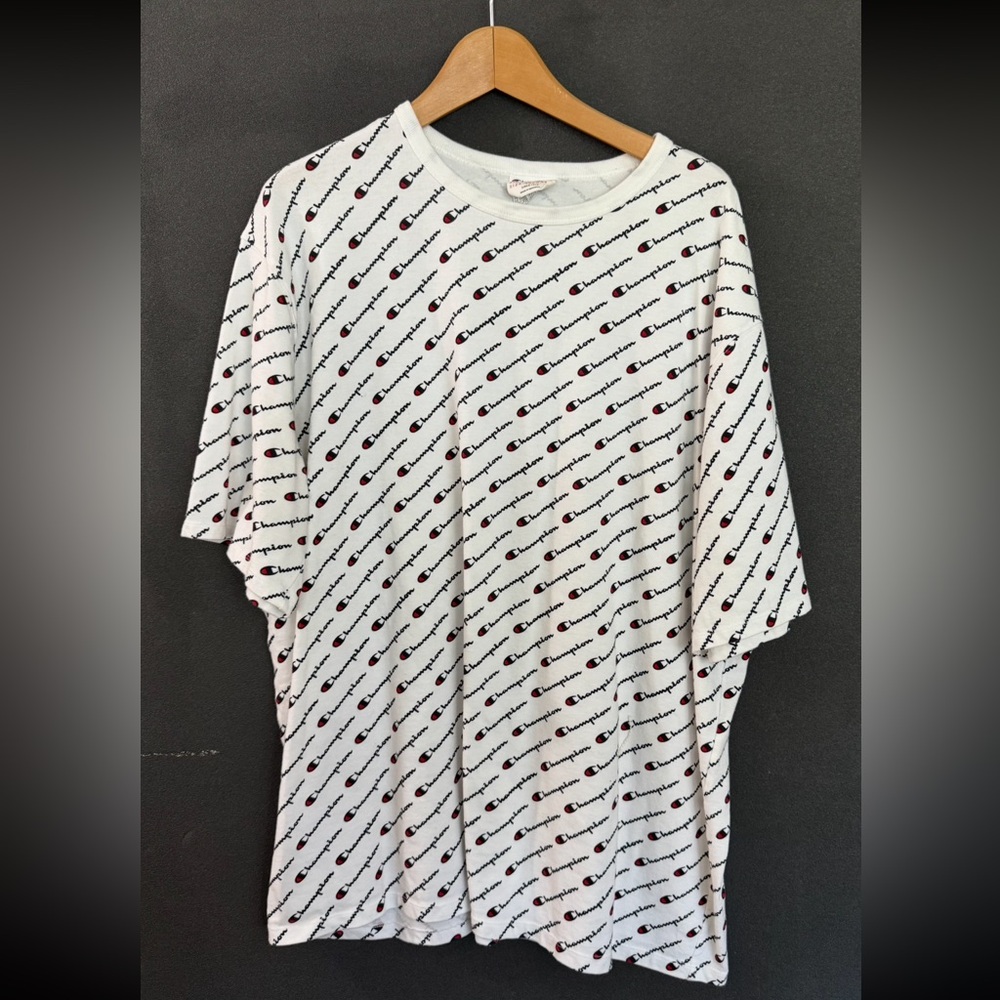 Champion All-Over Logo White Tee 3XL